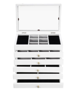 6 rekeszes ékszertartó, fehér