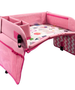 Hordozható gyerekasztal autóba, zsebekkel, pink