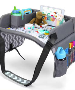 Hordozható gyerekasztal autóba, zsebekkel, szürke