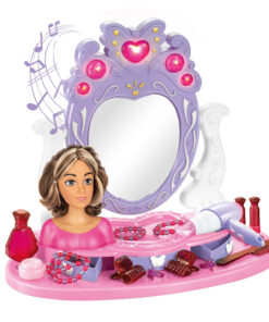 Játék fésülködőasztal babafejjel