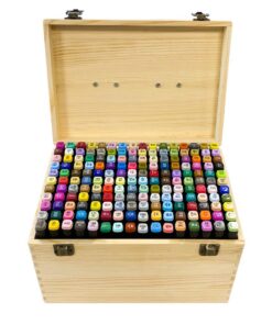 Kétvégű alkoholos marker készlet fadobozban, 176 db