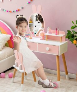 Alternative view of Nyuszis fésülködő asztal gyerekeknek, tükörrel, székkel