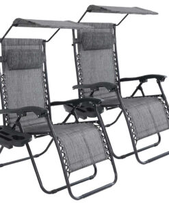 Zéró gravitáció szék napellenzővel és pohártartóval 2 db, több színben-szürke