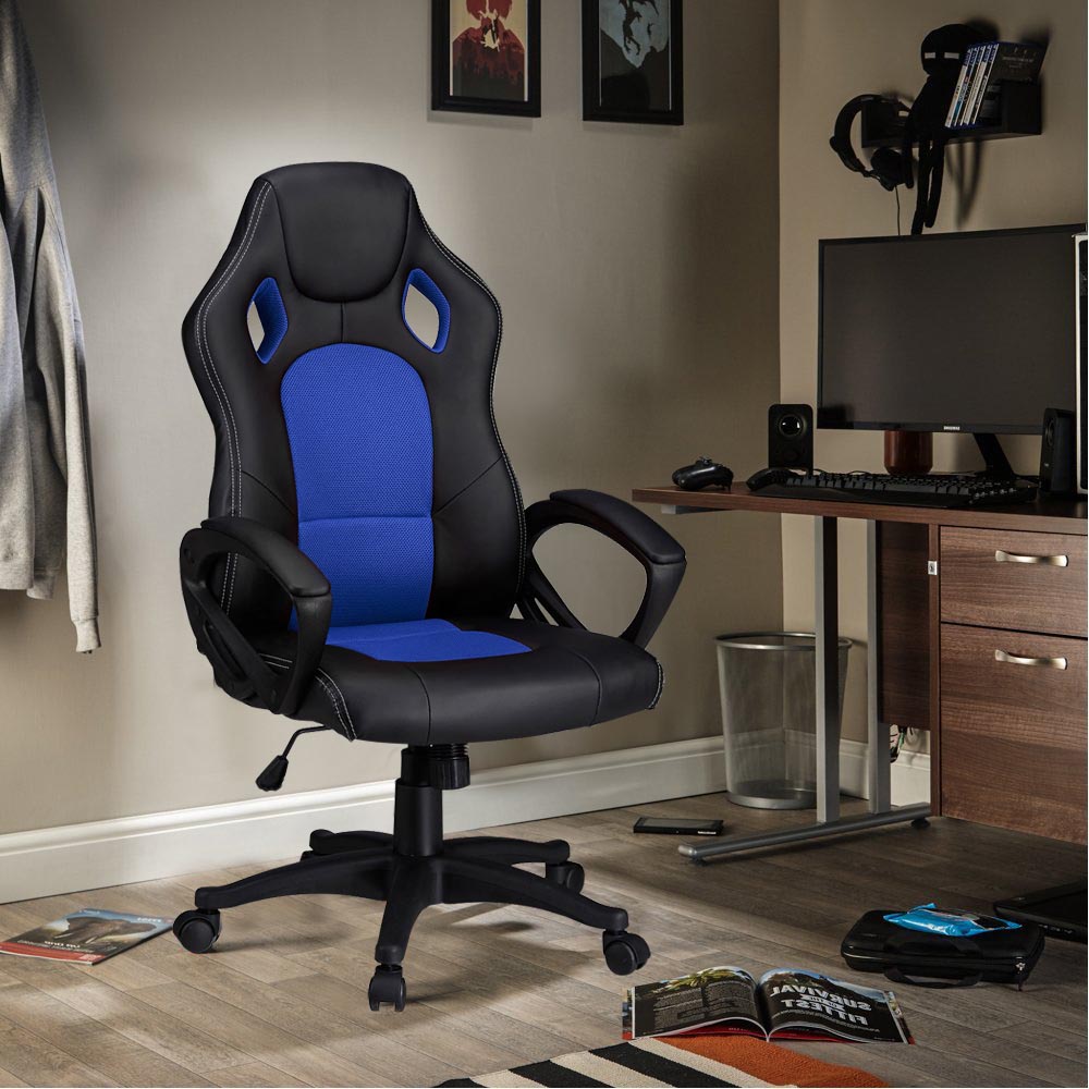 Gamer szék több színben - basic-színes háttámla, kék - Image 2